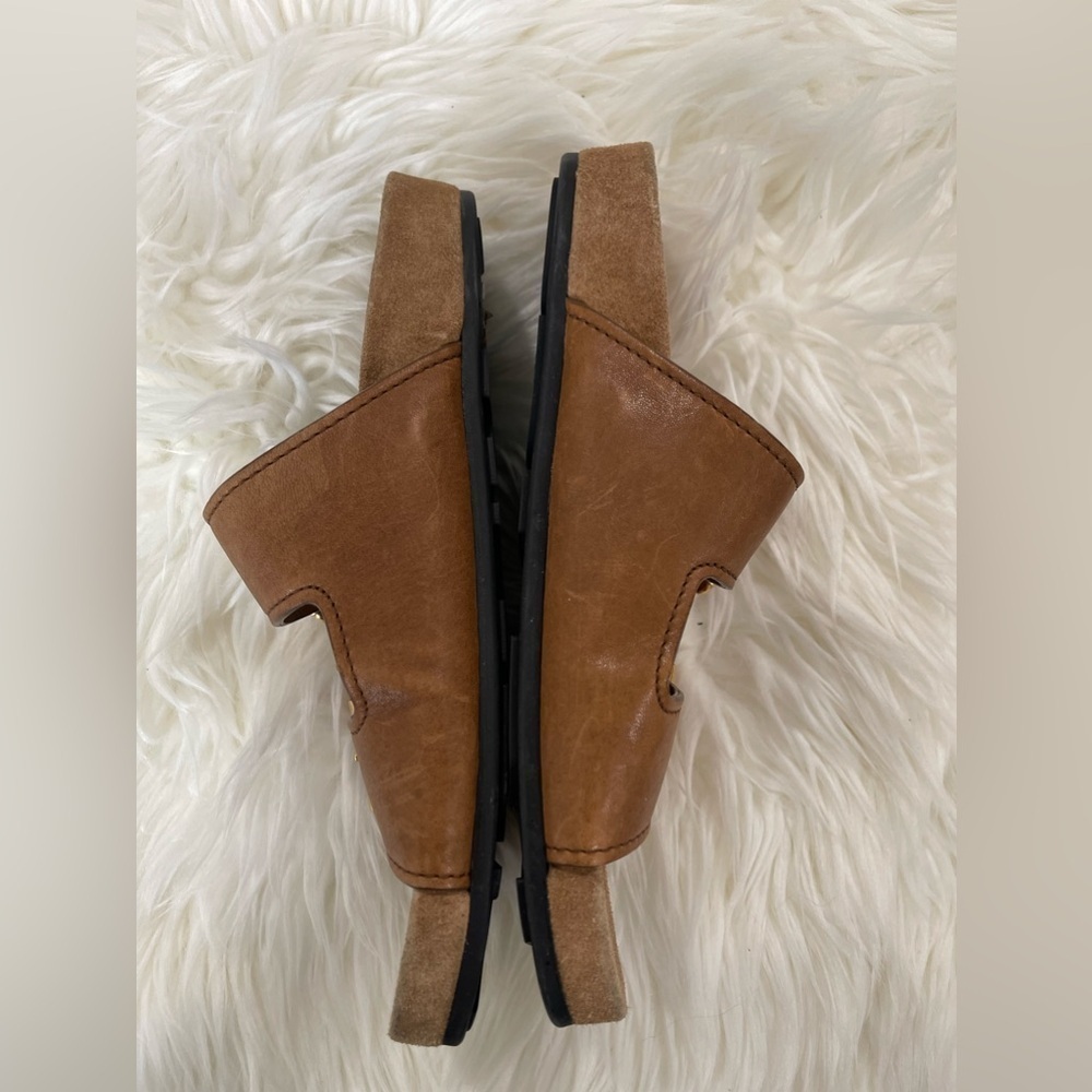 Ecru Suede Double Buckle Slide Sandal - Picture 8 of 14